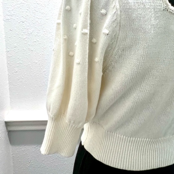 BCBGeneration White square Neck Sweater with Puff Sleeves and Cropped Fit  LARGE - Picture 11 of 12